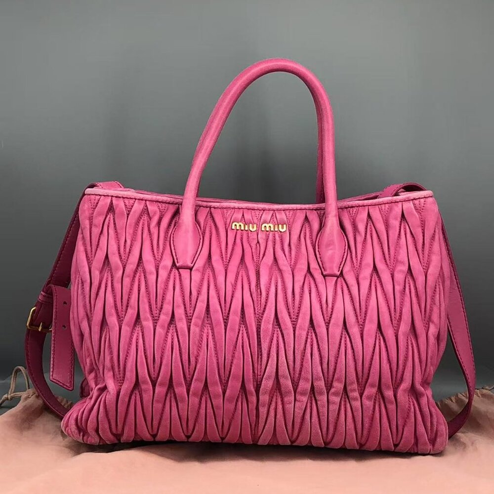 Miu Miu Pink Matelassé Tote Bag